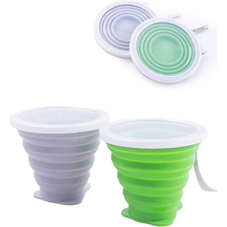 Silikon Hopfällbar Resemugg, 273ml Vikbar Campingmugg Med Lock, Expanderbar