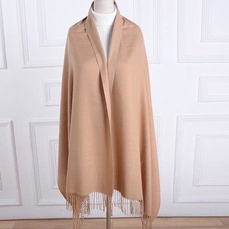 Yksivärinen keinokashmirhuivi (khaki 200cm)