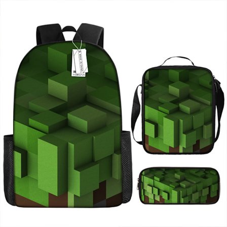 MINECRAFT Skolesekk My World Spilltilbehør Ryggsekk Tredelt Sett