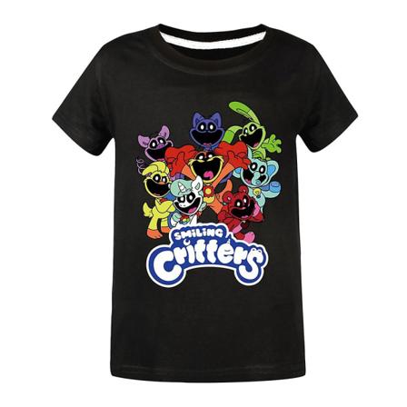 2024 Smiling Critters T-skjorte for barn Tegneserie Catnap Hoppy Hopscotch Fans Gutter Jenter Casual Kortermet T-skjorte Blå Black 7-8Years