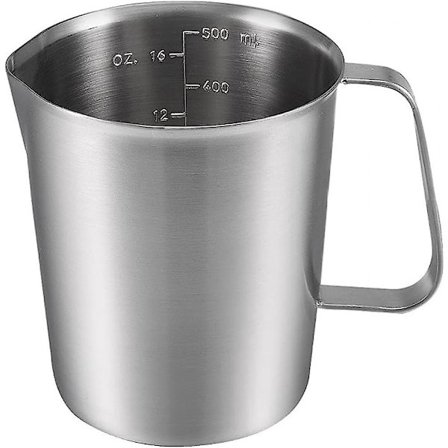 Målebeger 500ml 16OZ, 2 måleskalaer, inkludert ML-skala, unse-skala, 304 rustfritt stål gradert beger med håndtak for laboratoriekjøkkenvæske