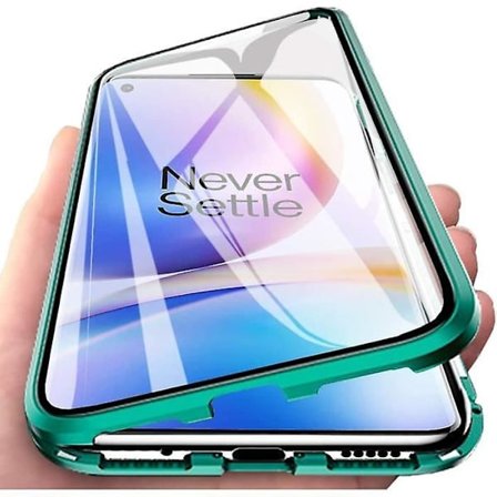 Oneplus 8 Pro -kotelo, karkaistu lasi, koko näytön peittävä, magneettinen adsorptio, metallikehys, 360 asteen kokovartalokotelo Oneplus 8t -