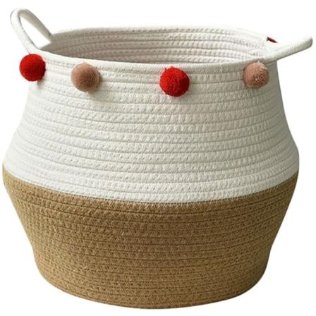 Kudotut säilytyskorit Koristeellinen puuvillaköysikori vaippoja, peittoja ja avaimia varten, Säilytysastia, L