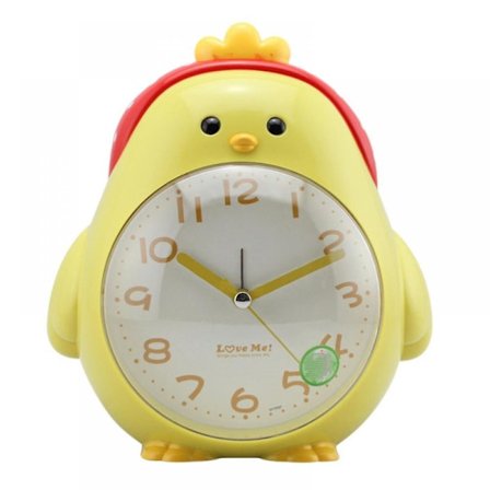 Söt Tecknad Kyckling Väckarklocka ABS Plast Nattlampa Tyst Bordsklocka Heminredning Student Barn Sovrum (Gul) (Gul)