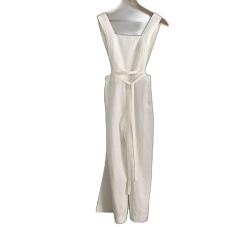 Vit linne jumpsuit från bershka