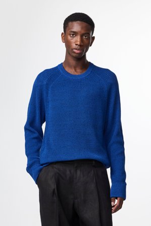 NN.07 Jacobo Striktrøje Herre Blå Bomuld