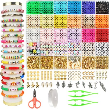 5100 st polymerlera pärlor set, armbandssats pärlbokstäver smiley face skal DIY handgjord armband halsband smycken, armband och smyckestillverkning