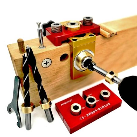 3 I 1 Dowelling Jig Master Kit Træbearbejdning Justerbar Aluminium Boring Guide Locator med 8/10/15mm bor