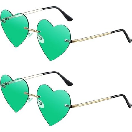 Hjerteformede solbriller 2 par rammeløse hjerte solbriller til kvinder Lov