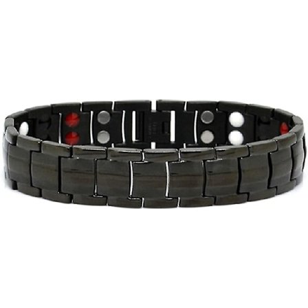 Magnetarmband i rostfritt stål, två rader, 4 element, svart