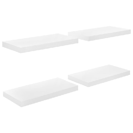 Vidaxl Svävande Vägghyllor 4 St Vit Högglans 50x23x3,8 Cm Mdf Vit