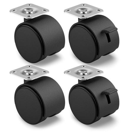 Set med 4 möbelhjul 50 mm - Transporthjul med broms u