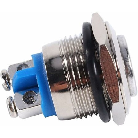 Trykknapkontakt, 16mm 12V Momentær Trykknap Startkontakt Momentære Trykknapper Hornknapkontakt til Kredsløbsstyring