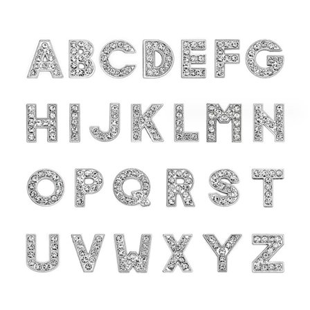 1 set, 26 st A-Ö full Rhinestones 8mm Slide Alphabet Letters för DIY Slide Armband Armband, Smycken Making Charms