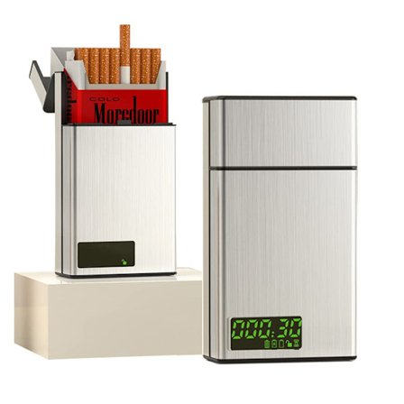 Sigarettetui med tidslås - Tidsstyrt låseboks sigarettdispenser med LCD-skjerm for 84mm/3.3in størrelse (kort) - Bærbar røykeslutt hjelp