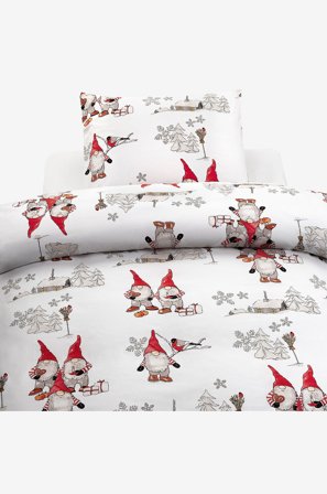 Borganäs of Sweden - Pussilakanasetti Frosty Christmas, 2 osaa - Punainen - Pussilakanasetit - 150X210 - - Homeroom