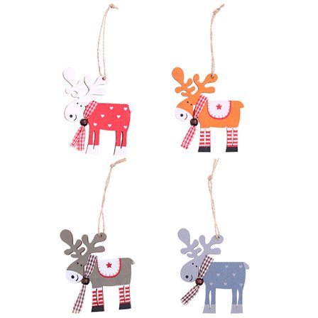 4 kpl joulukoriste hirvi puuta joulukuusen koristeet värikkäät peura koristeet