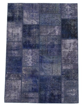 141X197 Tapis Patchwork Moderne Noir/Bleu Foncé (Laine, Perse) Carpetvista