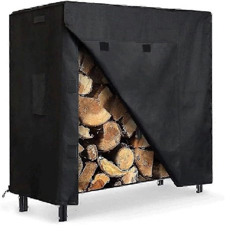 120 cm:n polttopuuteline suojapeitteellä, vedenpitävä ulkokäyttöön, tukeva takkapuuteline terassille, putkimainen teräksinen puuteline [DB]