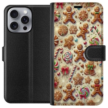 Kompatibelt Plånboksfodral till Apple Apple iPhone 16 Pro Max Julmotiv med pepparkakor, polkagrisar och färgglada julgodisar