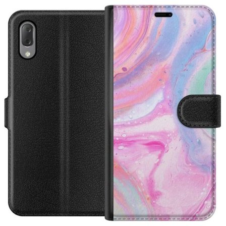 Kompatibelt Lommeboketui til Sony Sony Xperia L3 Abstrakt pastellfarget marmor kunst med flytende akryl effekt i rosa, blått og grønt for moderne in