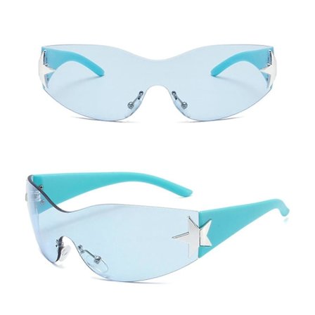 Y2K-tyyliset yksiväriset aurinkolasit erittäin kevyelle silmien suojaukselle Tyylisäätö aurinkolasit perheen lomamatkoille -VÄRI: Sininen Sininen
