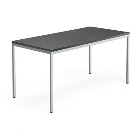 Conference table QBUS, 1600x800 mm, 4-leg frame, silver frame, black
