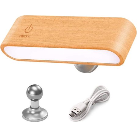 LED Vegglampe, 2550mAh Batteridrevet Vegglys, Dimbar Berøringslys med Flere Lysstyrkenivåer 360° Rotasjon