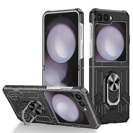 Armor Cover til Samsung Galaxy Z Flip 6 5G, Slim PC Military Grade Stødsikker Beskyttende Cover med Finger Ring Kickstand
