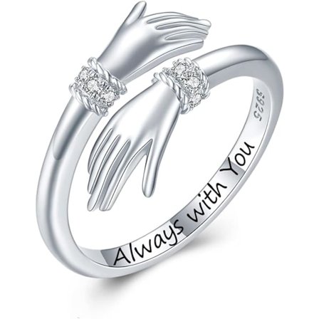 Klemme Ring, S925 Sterling Sølv Justerbar Kom Til Min Arm Inspirerende Oppmuntringsringer Hånd Åpen Tommel Ring''Gi Meg En Klem'' Omfavnelse Ring