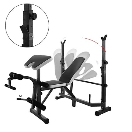 Justerbar Viktlyftbänk, 300 kg Kapacitet, 5 Positioner för Mångsidiga Övningar,Svart