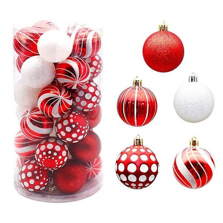 Uknuselige julekuler i plast, 30 stk. {DB}