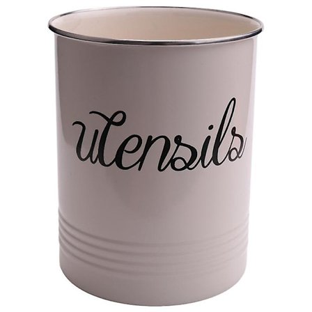 Køkkenredskabsholder - Moderne bondehuskøkkenindretning - Beige og sort køkkenredskabskrukke - Vintage organisering