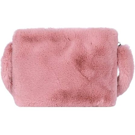 Dame Efterår Vinter Faux Fur Skuldertaske Plys Rem Crossbody Taske Fluffy Håndtaske - Pink