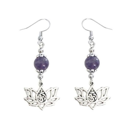 Earrings - Lotus - Aum/Ohm - Amethyst