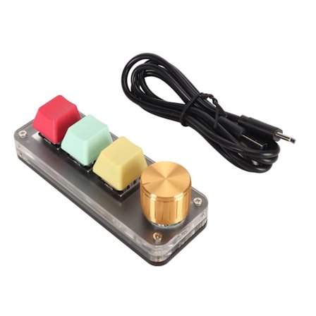 USB Mini 3-knapps tastatur med knapp, DIY programmerbar, type C kablet tilkobling, blå bryter, enhånds tastatur for spill, fargerik