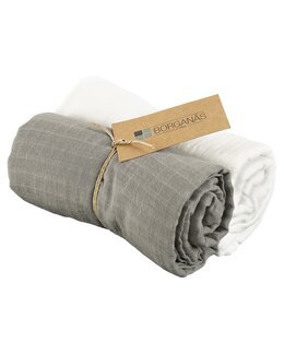 Muslinwrap/filt 70x70cm 2-pack Grå - Borganäs of Sweden