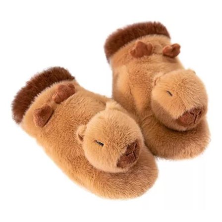 1 Par Söta Varma Kort Capybara Plyschhandskar