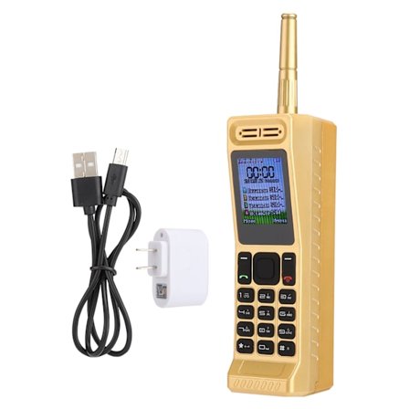 W2 Quad Band 2G Retro Bluetooth Mobiltelefon 4800mAh Batteri Dual SIM Fire Kort Standby 100-240V US Gylden