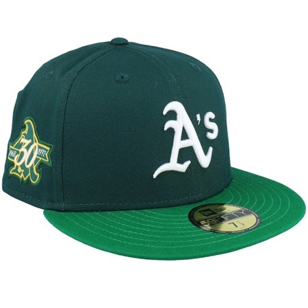 New Era - MLB Groen fitted Cap - Oakland Athletics Team Colour 59FIFTY Dark Green/Green/White Fitted @ Hatstore