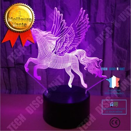 Skrivbordslampa 3D - TECH DISCOUNT - Enhörning - 7 Färger - LED - För Barn