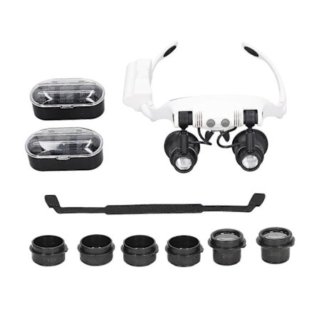 Hovedforstørrelsesglas 10x 15x 20x 25x Håndfri lup med 2 LED-lys Urreparationsværktøj