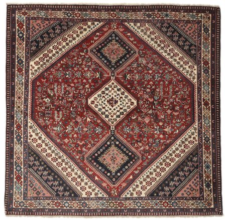 Tappeto Persiano Yalameh 198X204 Quadrato Nero/Rosso Scuro (Lana, Persia/Iran)