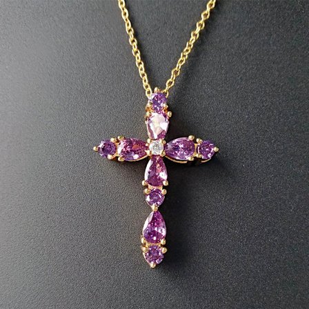 Amethyst Cross Pendant Halskæde