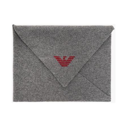 Emporio Armani, Shawl with logo Grijs, unisex, Maat:ONE Size,wol