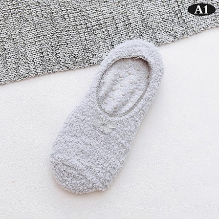 e Coral Fleece Strumpor Hem Sova Varm Mjuk Anti-Skid Rosa