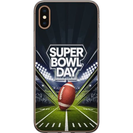 Kompatibelt Mobildeksel til Apple iPhone XS Super Bowl Day plakat med amerikansk fotball på opplyst arena i dramatisk sportsdesign