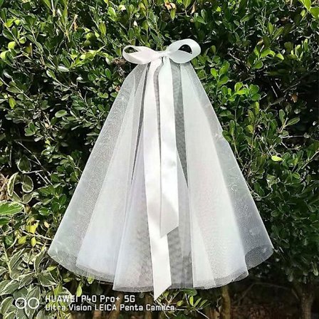 Minimalistisk rosett bröllopsslöja vit slöja korta accessoarer bröllopsaccessoarer