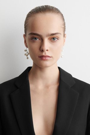 COS Women's Mismatched Cascading Pearl Earrings in Silver-coloured