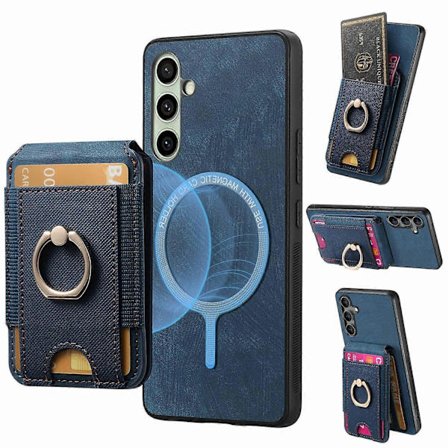 Til Samsung Galaxy S24 FE Etui Vertikal Flip Kort Holder Ring Holder Støtteben Læder Bagside Cover -